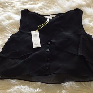 BCBGeneration sheer black crop top